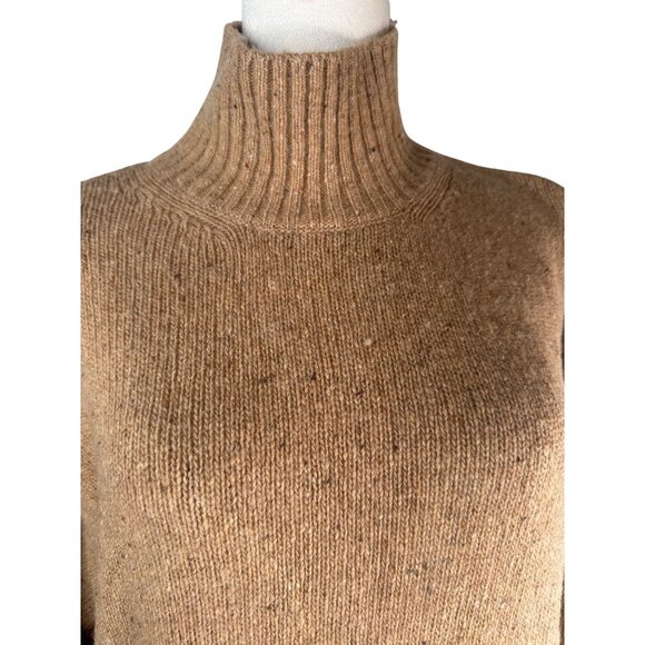 ZARA Camel Medium High-Neck Wool Blend Sweater Ribbed Cuffs & Hem - Picture 5 of 14